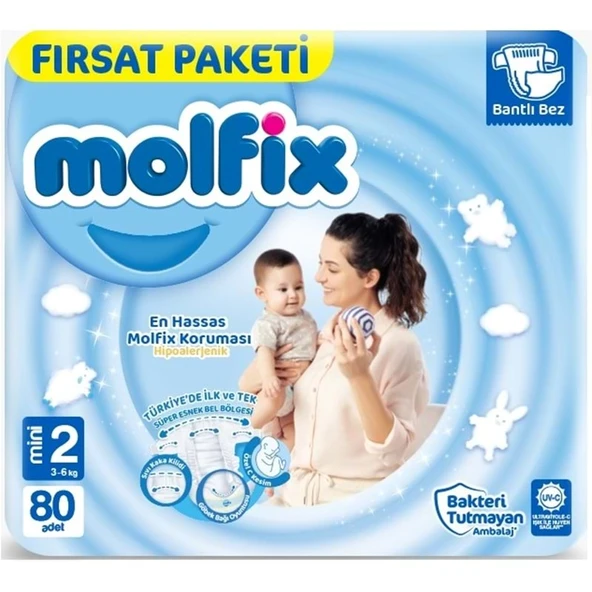 Molfix Bebek Bezi 2 Beden 3-6 KG Mini 80 Adet Fırsat Pk ürün görseli 1