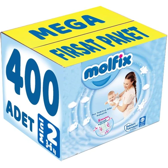 Molfix Bebek Bezi 2 Beden 3-6 KG Mini 400 Adet MeGa Fırsat Pk ürün görseli 1