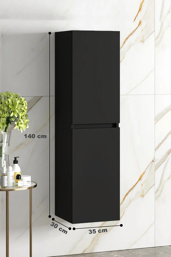 Alfa Banyo Viola Siyah 140 Cm MDF Banyo Boy Dolabı-HAZIR KURULU ürün görseli 1
