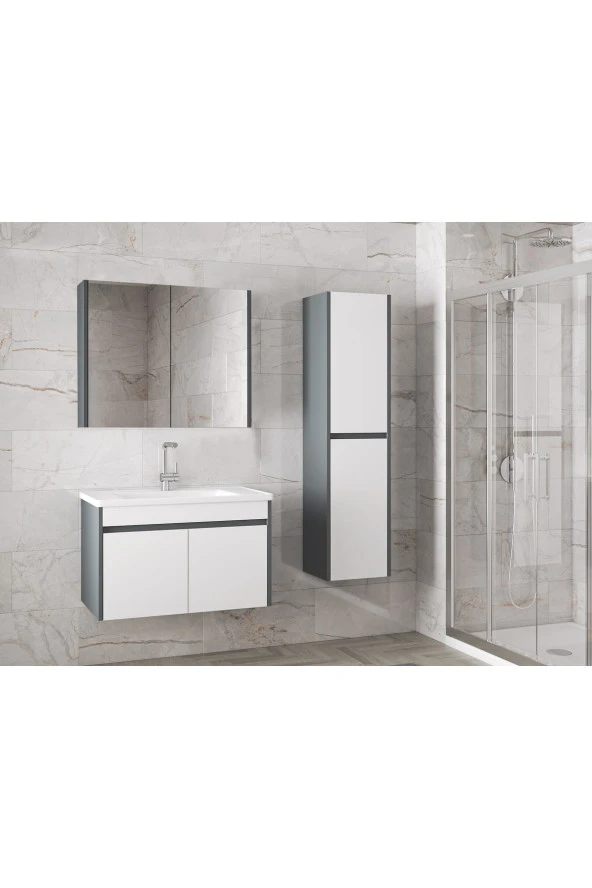 Alfa Banyo Estella-EA (65+35) 100 cm Mdf-Lavabolu Banyo Dolabı Takımı-HAZIR KURULU ürün görseli 1