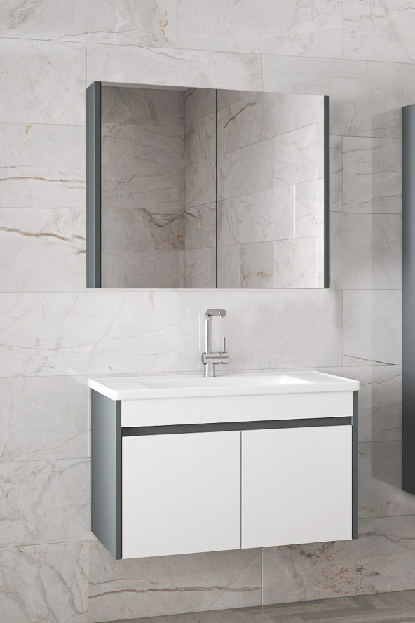 Alfa Banyo Estella EA-65 cm Mdf-Lavabolu Banyo Dolabı Takımı--HAZIR KURULU ürün görseli 1