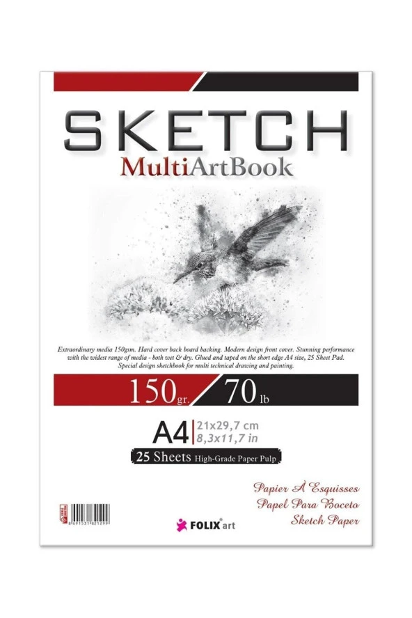 Sketchbook Zigana A4 Tutkallı 150 gr. Beyaz 25 Yaprak ürün görseli 1