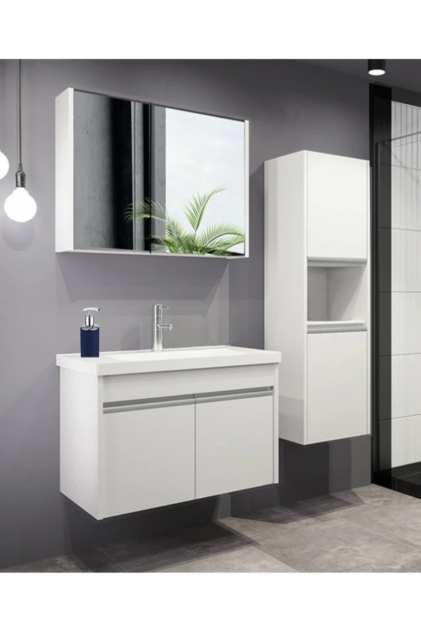 Alfa Banyo Luiza (80 35) 115 Cm Mdf Boy Dolaplı Lavabolu Banyo Dolabı Takımı ürün görseli 1