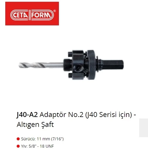 Ceta Form J40-A2 Panç Adaptörü No.2 Altıgen Şaft ürün görseli 1