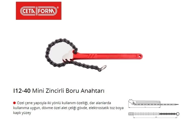 Ceta Form I12-40 Mini Zincirli Boru Anahtarı ürün görseli 1