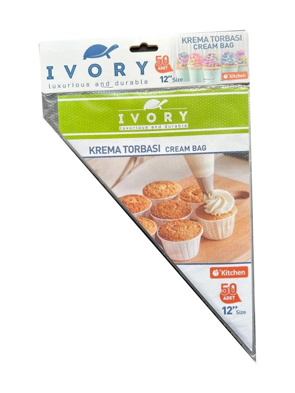 IVORY Tek Kullanımlık Şeffaf Naylon Krema Sıkma Torbası - 30 Cm. - 50 Adetlik 1 Paket ürün görseli 1