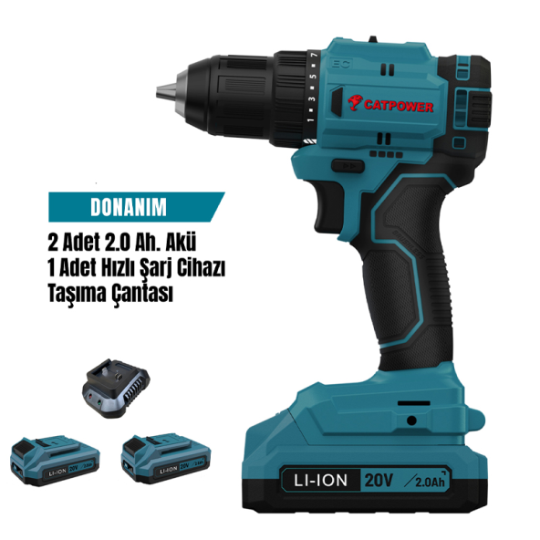 Catpower 4213 Kömürsüz Akülü Vidalama 45 Nm 10 Mm 20V Li-ion 2 Adet 2.0 Ah Akü ürün görseli 1