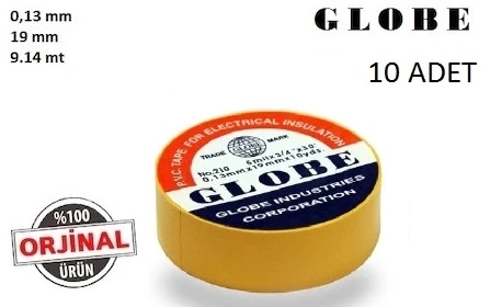 Globe Elektrikçi İzole Bant Sarı 10 Adet ürün görseli 1