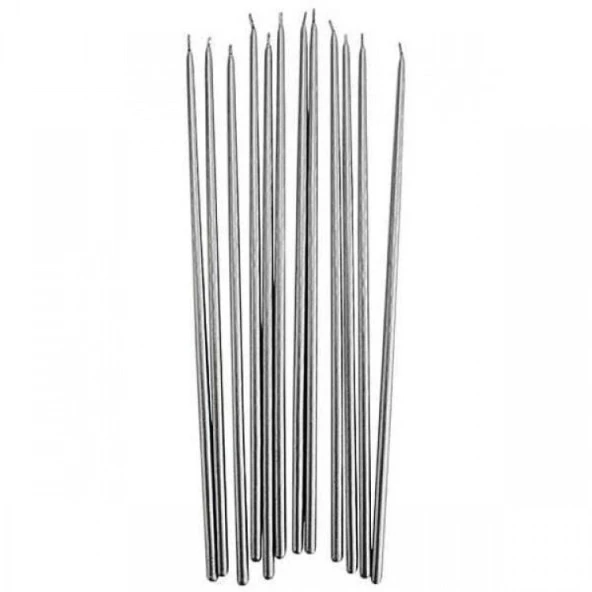 VIP 35 CM 8 PCS CHURCH METALLIC SİLVER CANDLES GÜMÜŞ ARINMA MUMU 8 ADET İNCE MUM GÜMÜŞ KİLİSE MUMU ürün görseli 1