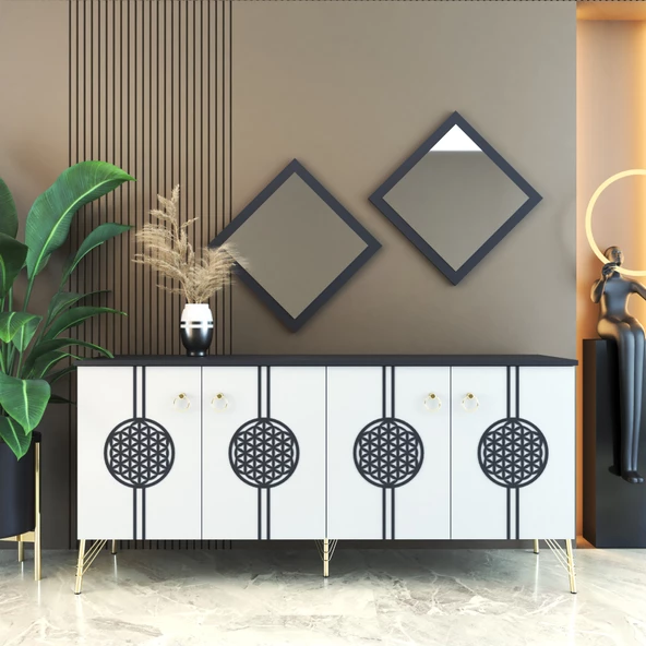 Elegant 171 Beyaz-Gold Konsol - Resim 9