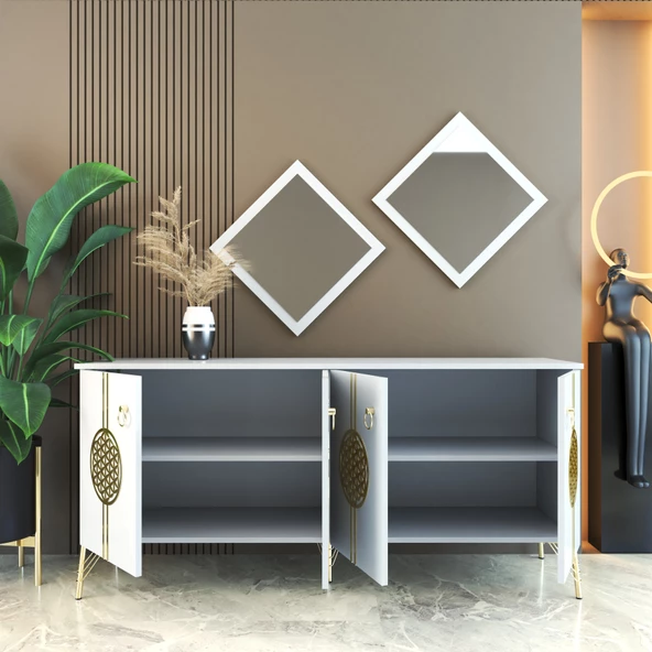 Elegant 171 Beyaz-Gold Konsol - Resim 3