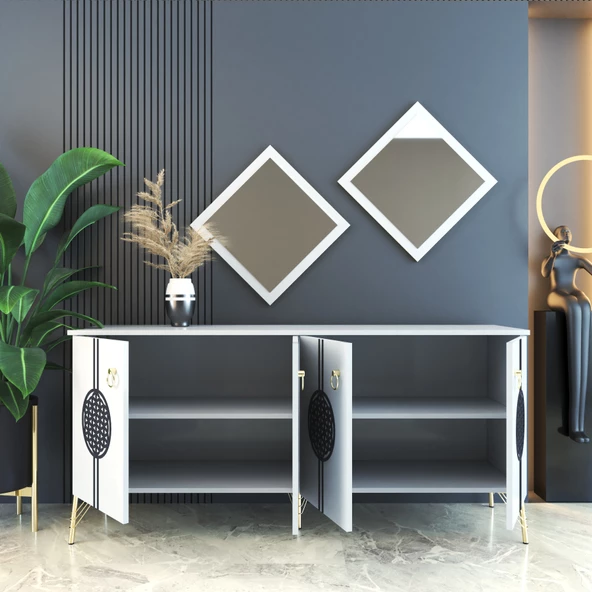 Elegant 171 Beyaz-Gold Konsol - Resim 7
