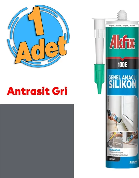 Genel Amaçlı Antrasit Gri Akrilik Mastik Silikon 280 ml Kapı Pencere Pvc Montaj Yalıtım Yapışma ürün görseli 1