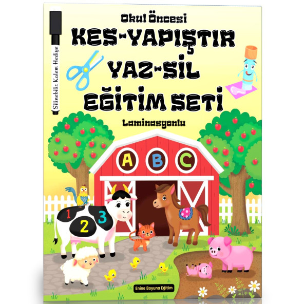 Okul Öncesi KES-YAPIŞTIR-YAZ-SİL Eğitim Seti (Laminasyonlu) ürün görseli 1