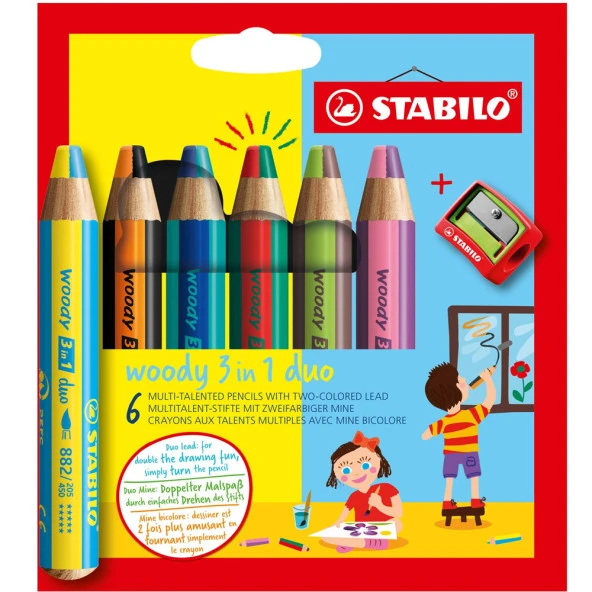 Stabilo Woody 3in1 Duo 6 Lı + Kalemtıraş ürün görseli 1