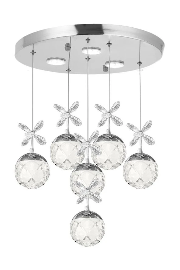 Eray Aydınlatma 2560-5+1 6 Li Krom Led Avize ürün görseli 1