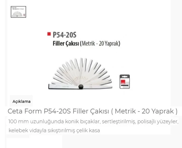 Ceta Form P54-20S Filler Çakısı Metrik - 20 Yaprak 461401342 ürün görseli 1