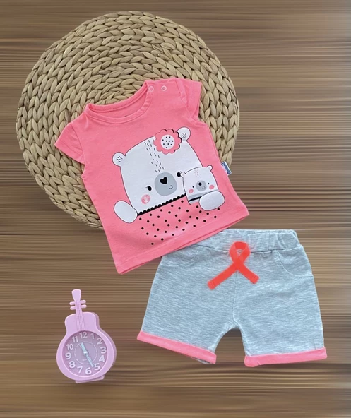 MiniWorld Kız Ayıcık ve Yavrusu Şortlu Takım ürün görseli 1