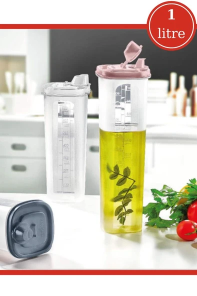 Flora Yağlık Sosluk Şişesi Yağdanlık 1 litre, Kapaklı Sos Ayçiçek Zeytinyağı Şişesi 1000ml ürün görseli 1