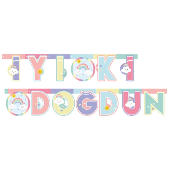 Gökkuşağı Bulut İyi Ki Doğdun Banner ürün görseli 1