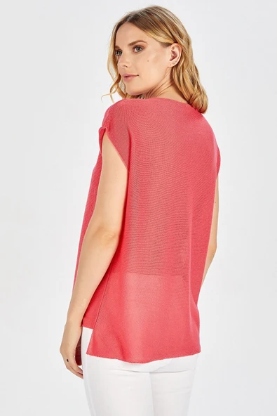 Peraluna MAGENTA BLOUSE Düşük Kol Bluz - Koral - Resim 2