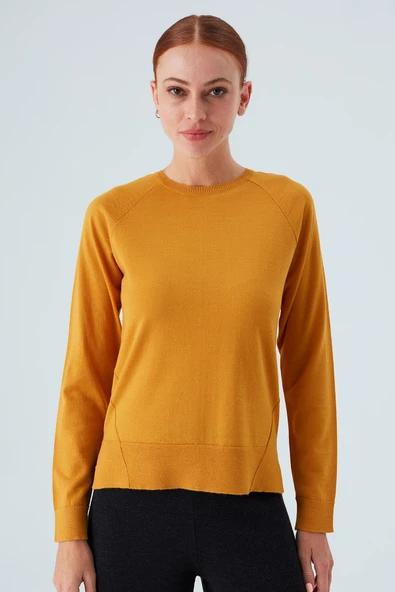 Peraluna VANESSA PULLOVER Merino Yünlü Yanları Yırtmaçlı Ince Kadın Triko Kazak - Sarı ürün görseli 1