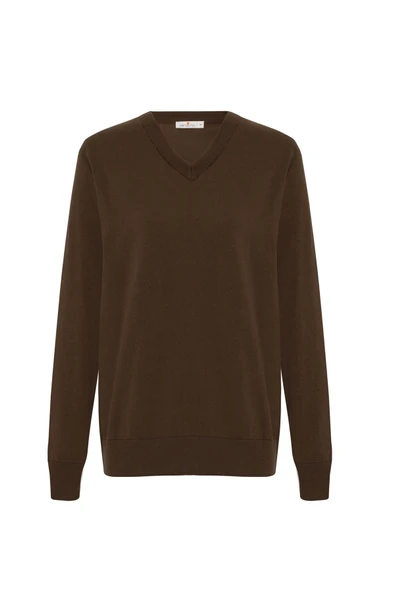 Peraluna MATEO V NECK PULLOVER Yumuşak Tuşeli Mevsimlik Erkek Triko Kazak - Kahve ürün görseli 1