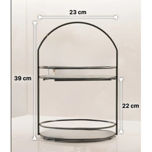 Banyo Düzenleyici 2 Katlı 40CM Siyah Lüks Düzenleyici Organizer ürün görseli 1