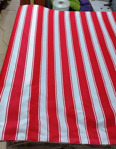 Balkon Perdesi Branda Kumaşı Metrelik (En 240cm)-Kırmızı Beyaz ürün görseli 1