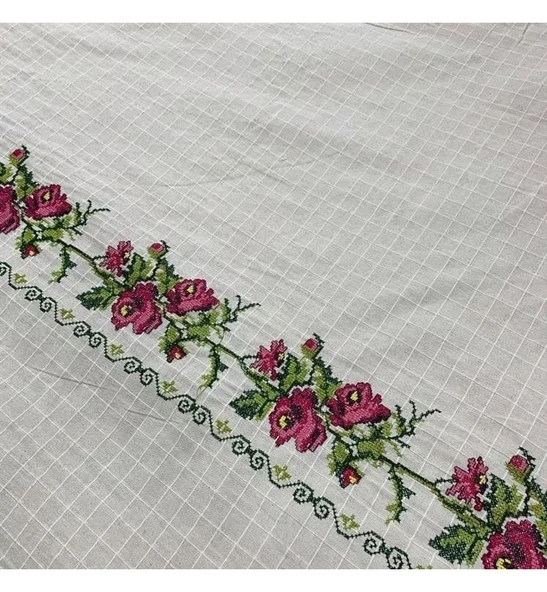 Buldan İşi Kanaviçeli Metrelik Kumaş, Perdelik, Masa Örtülük (En 210cm) ürün görseli 1