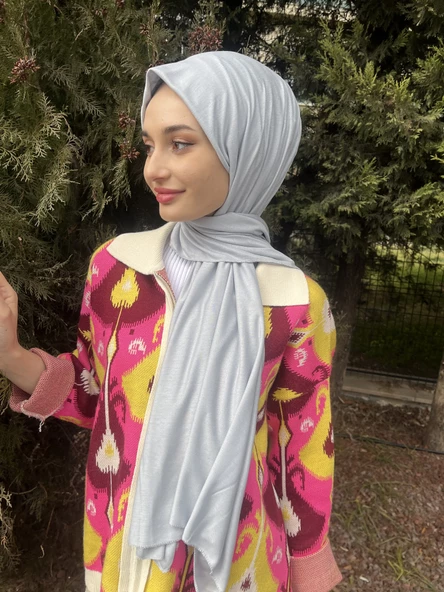 Shecarf Dikişli Penye Şal, Yüksek Gramaj, Özel Üretim, 4 Mevsim 00991  AÇIK GÜMÜŞ ürün görseli 1