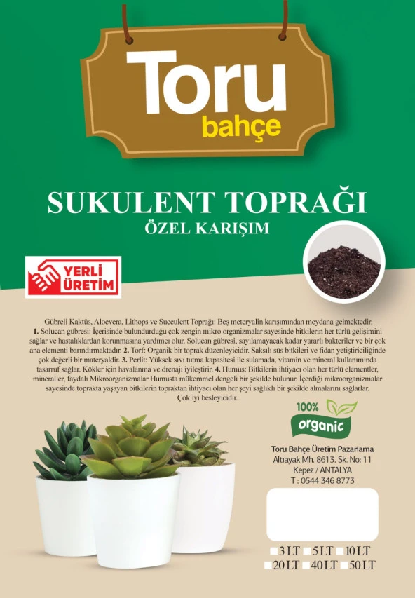 SUKULENT TOPRAĞI ÖZEL KARIŞIM 40 lt ürün görseli 1