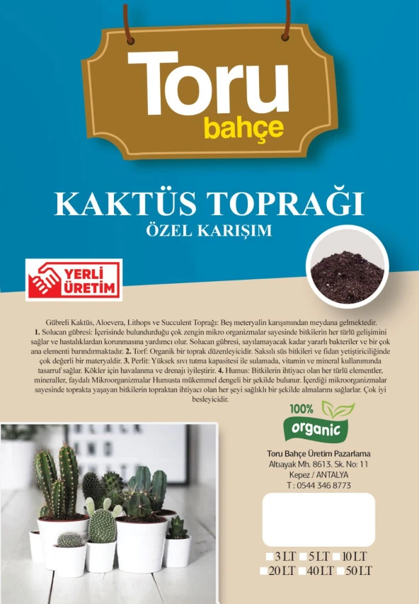 Torubahçe KAKTÜS TOPRAĞI ÖZEL KARIŞIM 20 lt ürün görseli 1