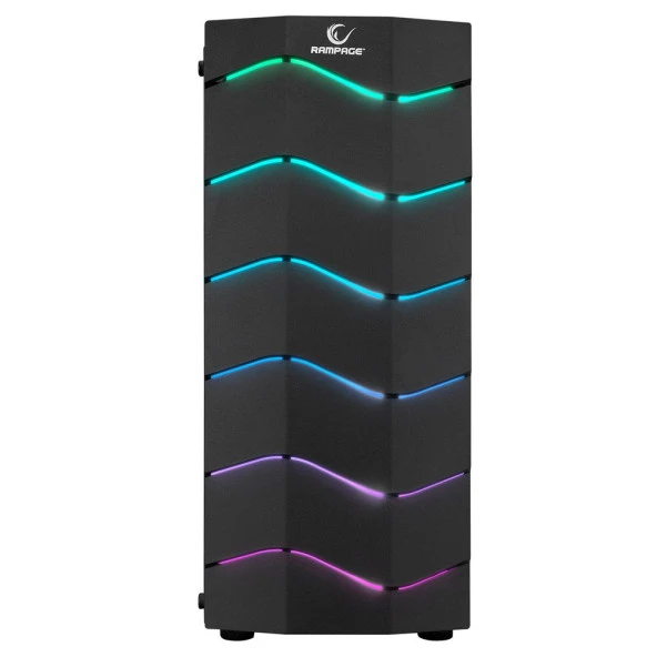 Rampage ARC-X RGB Ledli Siyah Akrilik Panel 120mm Fanlı Mid-Tower Oyuncu Kasası ürün görseli 1