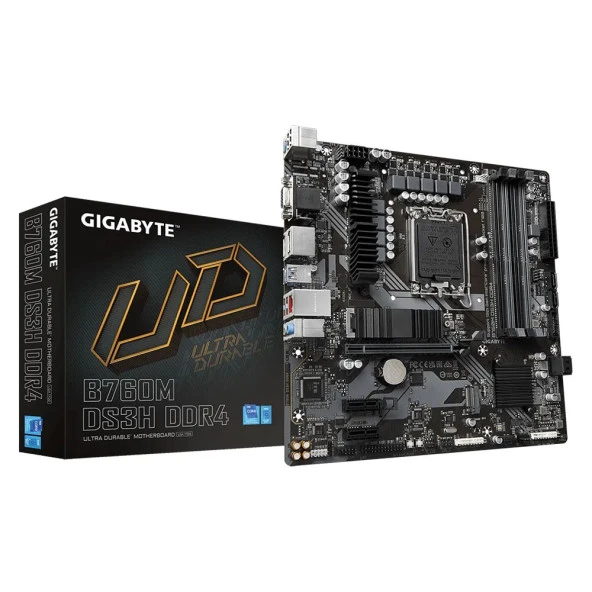 GIGABYTE B760M DS3H DDR4 Intel B760 LGA1700 Soket 5333MHz (OC) mATX Anakart ürün görseli 1