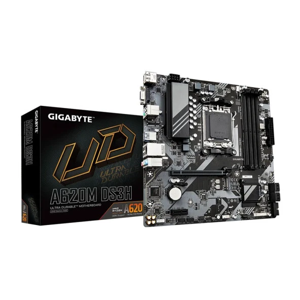 GIGABYTE A620M-DS3H A620 Soket AM5 DDR5 6400MHz (O.C.) M.2 mATX Anakart ürün görseli 1