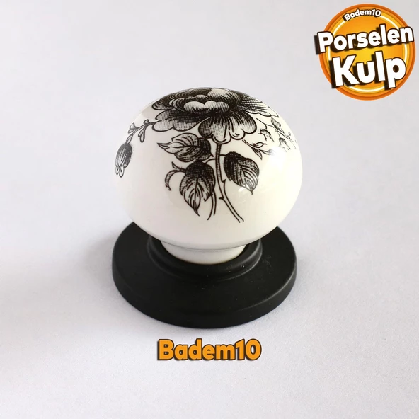 Gül Gerçek Porselen Düğme Kulpları Mobilya Mutfak Dolabı Çekmece Dolap Kapak Kulpu Kulbu Siyah ürün görseli 1