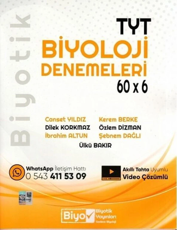 Biyotik Yayınları TYT Biyoloji Biyotik 60 x 6 Denemeleri ürün görseli 1