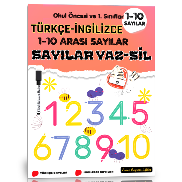 Okul Öncesi Sayılar YAZ-SİL Kitabı (Türkçe-İngilizce) ürün görseli 1