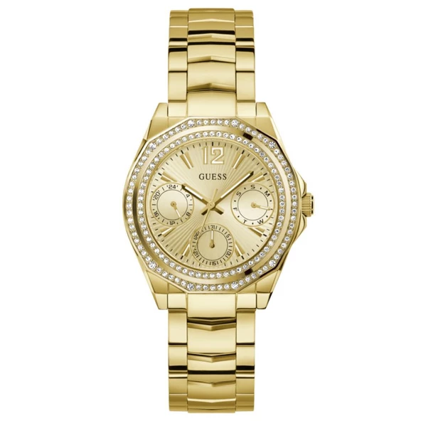 GUESS GUGW0685L2 ALTIN KAPLAMA TAŞLI KADIN KOL SAATİ ürün görseli 1