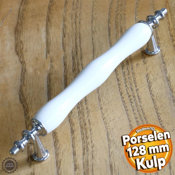 Gül Gerçek Porselen Siyah Beyaz 128 Mm Kulpları Mobilya Mutfak Dolabı Çekmece Dolap Kulpu Kulbu ürün görseli 1