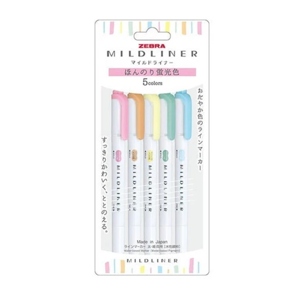 Zebra Mildliner Fosforlu Kalem 5'Li 5c-N Set Wkt7-5c-N ürün görseli 1