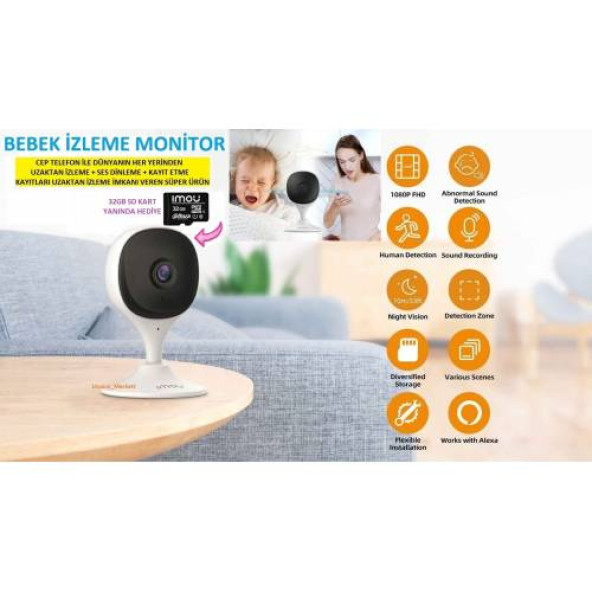 Güvenlik kamerası hareket algılama özelliği+32 Gb Hafıza Kart Ile Birlikte ürün görseli 1