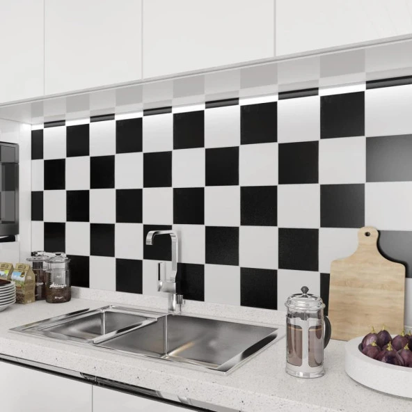 Renkli Duvarlar 30X30CM 10 Adet( 5 siyah 5 beyaz)Silinebilir Parlak Dama Modern Tasarım Duvar Kaplama Paneli Karosu ürün görseli 1