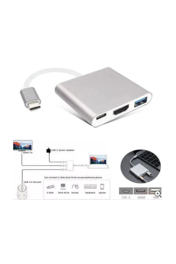 Hd4686/50 Hdmı Type-c Usb 3.0 4k Dıgıtal Av Multıport Adapter - Resim 3