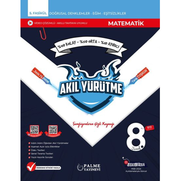 Palme Yayınevi 8. Sınıf Akıl Yürütme Matematik Video Çözümlü ürün görseli 1