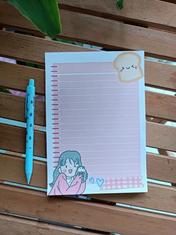 Kawaii Kız A5 Boy Notepad Memopad Check List Not Defteri Bloknot ürün görseli 1