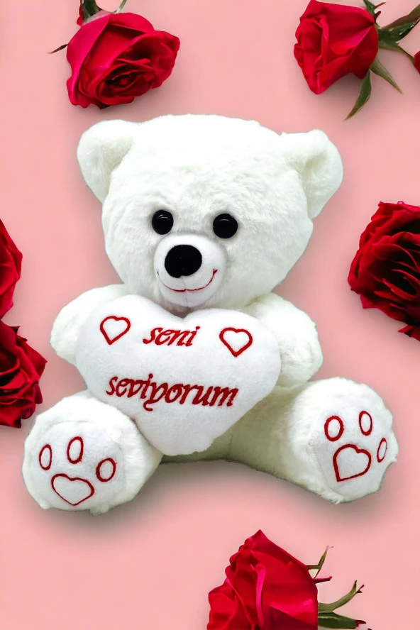 PELUŞ Sevimli Ayıcık Kalpli 35cm - Resim 2