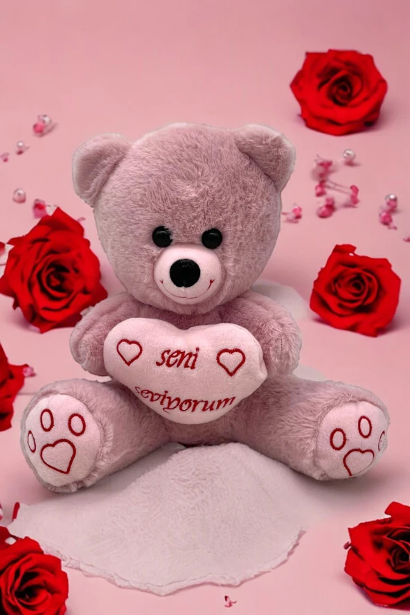 PELUŞ Sevimli Ayıcık Kalpli 35cm - Resim 3