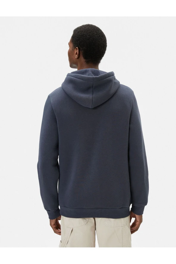 Basic Kapşonlu Sweatshirt Uzun Kollu Ribanalı - Resim 4